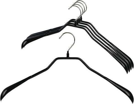 Mawa by Reston Lloyd BodyForm Series Non-Slip Space-Saving Extra Wide Clothes Hanger For Jackets, Suits & Coats, Style 46/L, Set of 5, Black