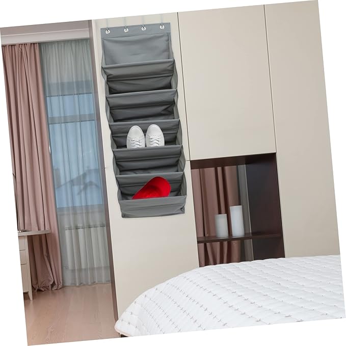 STOBAZA Hanging Storage Organizer for Shoes and Accessories No-assembly Door Pouch Versatile Space-saver for Bedroom Bathroom and Laundry Room Gray Design