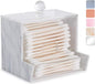 My Space Organizers Marble Acrylic Qtip Holder for Qtip Brand Cotton Swab Holder, Qtip Dispenser, Modern Bathroom Decor Organizer for Countertop Vanity Storage (White Marble)