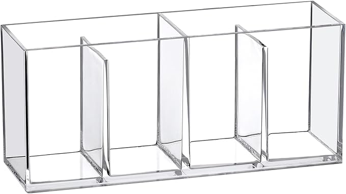 Amazing Abby - Felicia - Plastic Flatware Organizer, 4-Compartment Utensil Holder (1-Pack), Paper Plate Holder, Cutlery and Silverware Storage for Countertop, Perfect for Home and Restaurant Use