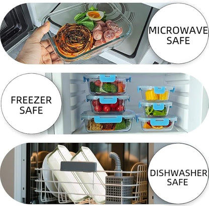 12 Pack Glass Storage Containers Transparent, Stackable Design Meal Prep Containers for Food Storage, Home, Kitchen & Pantry Organization, Microwave/Freezer/Dishwasher Safe
