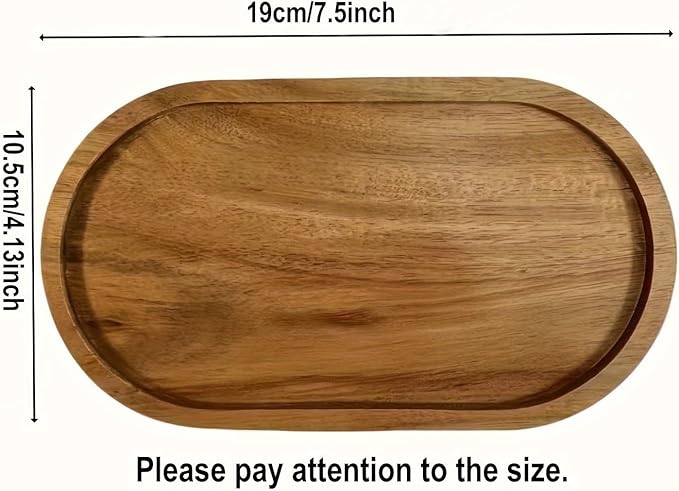 Bathroom Vanity Tray, Acacia Wood Counter Tray, Toilet Tank Tray, Appetizer Charcuterie Snack Serving Board, Jewelry Tray Platter,8 inch 2PACK (Oval)