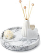 Round Natural Marble Tray for Bathroom, 10" Decorative White Marble Tray for Home, Bathroom Vanity Tray and Elegant Marble Serving Tray