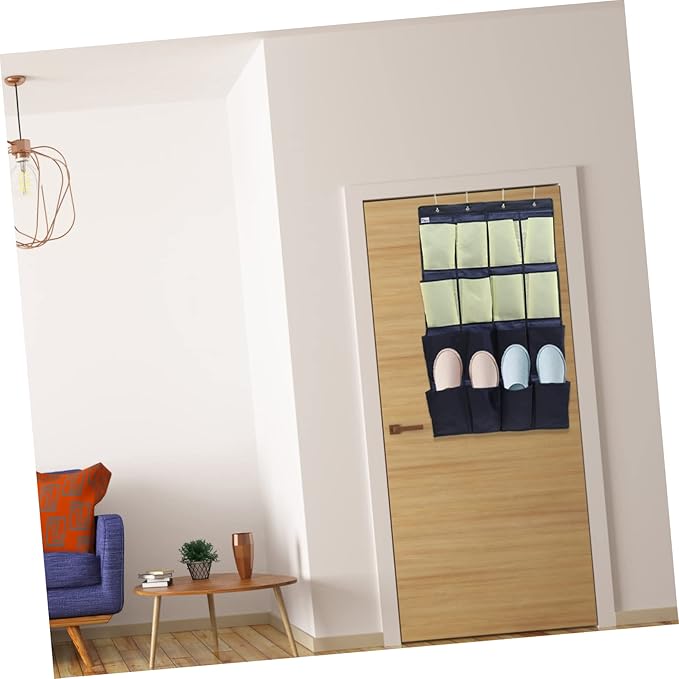 Door Shoe Organizer Closet Hanging Bag for Shoes Oxford Cloth Compartment Storage Pouch Rustic Modern Style