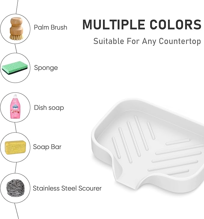 Silicone Soap Dish,4 Pcs Thickened Great High-Purity Silicone Soap Holder,Self Draining Soap Dish Soap Tray Bathroom Soap Dish Bar Soap Holder for Shower-Gray,White