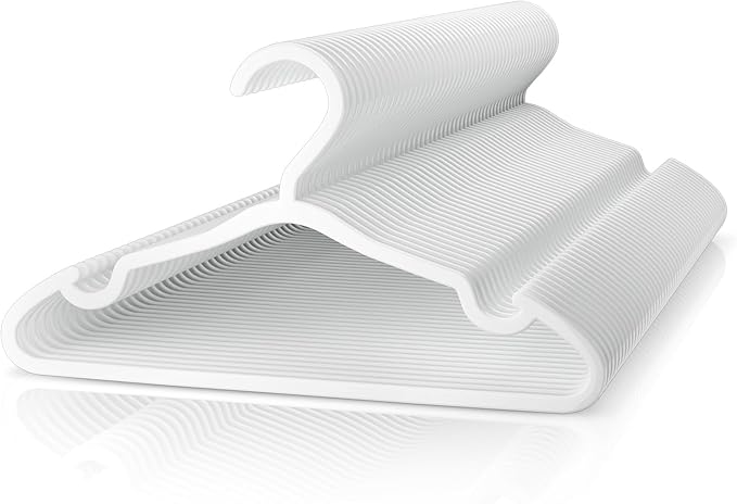 VILICK Plastic Kids Hangers - 50 Pack Non-Slip Baby Clothes Hangers for Closet, Toddler & Newborn Clothing Pants, Skirts, Coats (White)