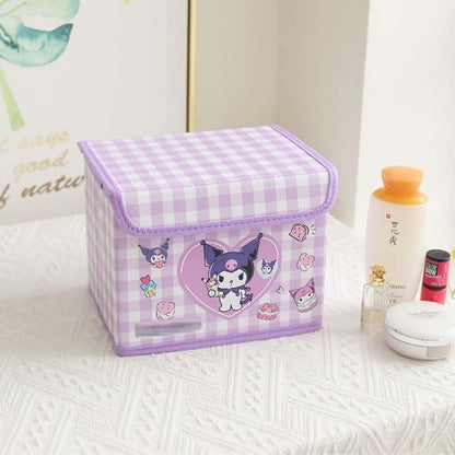 Kawaii Caretoon Fodable Stoage BIn, Cute Anime Collapsible Organizer basket Makeup Holder Office Desk Room Storage Bin (Black Rabbit)