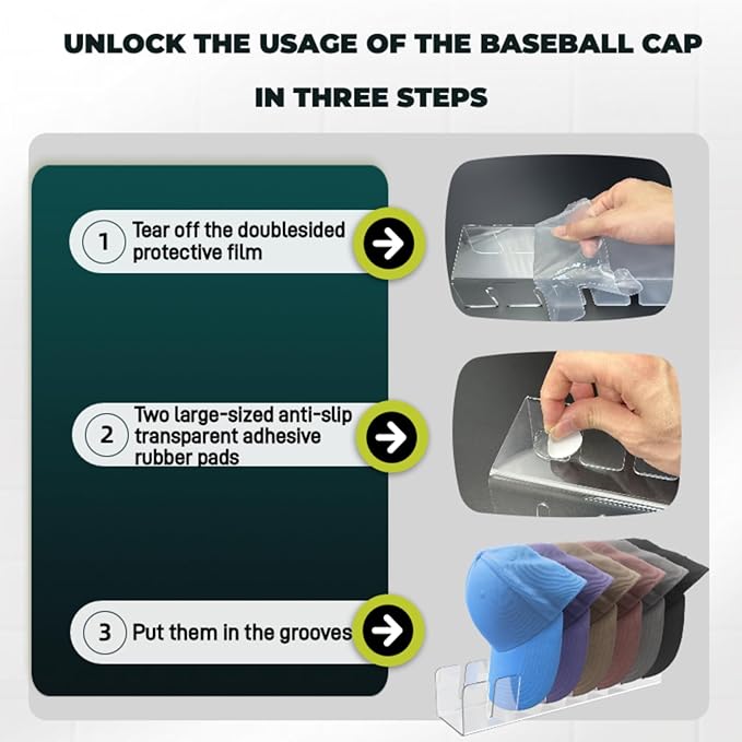 Hat Stands, 14-Slot Baseball Cap Organizer Rack, Clear Acrylic Hat Holder for Wall/Door/Closet-SpaceSaving Display &Dust-Proof Storage for Caps, Fitted Hats