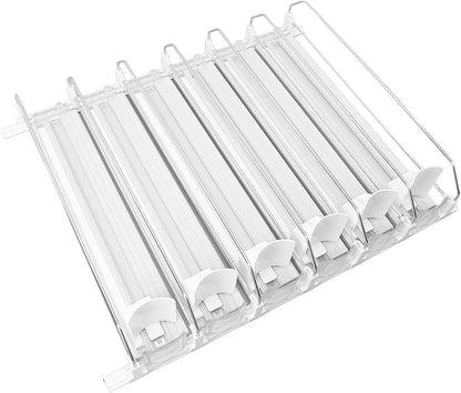 Drink for Fridge Slide Rail Can Dispenser Holds 6 Rows of Soda Beer Beverages Easy Loading System with Dampener Glide for Stable Push No Tools Assembly