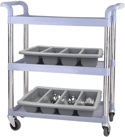 4-Pack Plastic 4-Compartment Cutlery Bin, Commercial Cutlery Holder, Gray