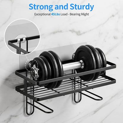 Elegant Shower Caddy Adhesive Replacement, 6 PCS Strong Waterproof Adhesive Hooks and Strips for Shower Shelf and Bathroom Storage Shelves, No Drilling Also Fit Kitchen Rack