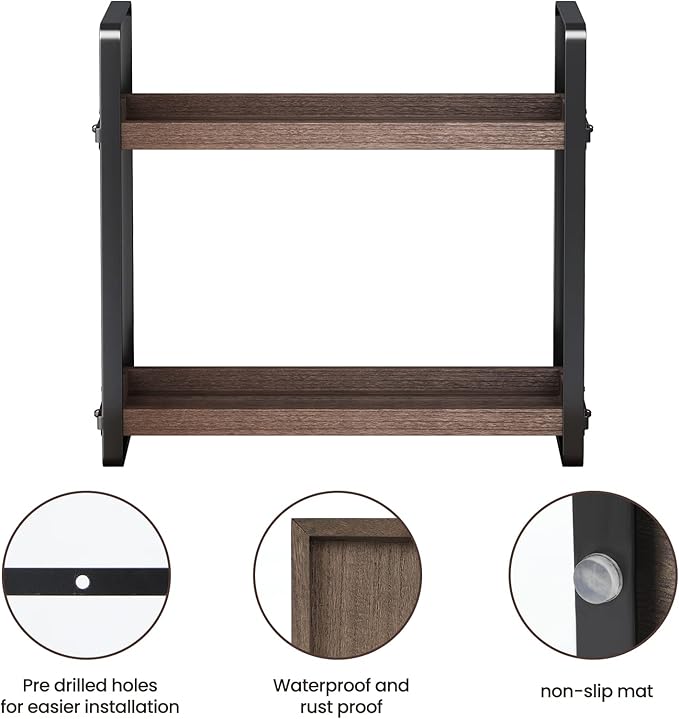HNRLOY Bathroom Counter Organizer,Bathroom Countertop Organizer,Counter Shelf,Countertop Storage,Organization and Storage,Makeup Shelf,Sink Caddy(Brown 2 Tier)