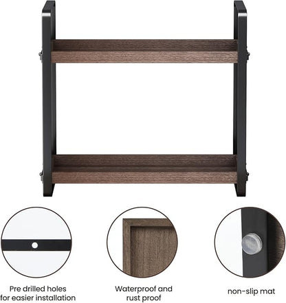 HNRLOY Bathroom Counter Organizer,Bathroom Countertop Organizer,Counter Shelf,Countertop Storage,Organization and Storage,Makeup Shelf,Sink Caddy(Brown 2 Tier)