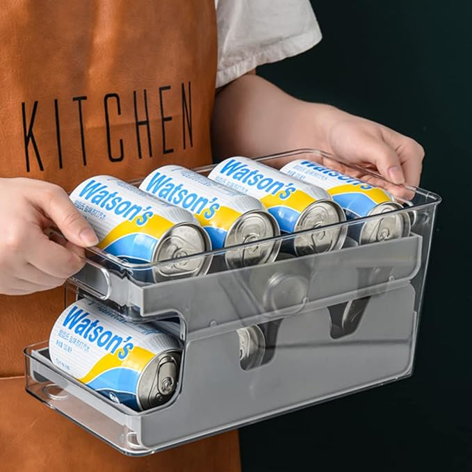 Soda Cans can Be Stacked with Storage Racks and Automatically Roll Off The Beverage Racks, It is Suitable for Refrigerators, Freezers, Kitchens, Countertops and Cabinets (Gray)