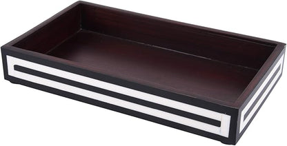 Handicrafts Home Black & White Bathroon Tray, Resin Inlay, Concentric Decorative Vanity Tray for Perfume & Cosmetics, Guest Towel Holder, Serving Tray for Bathroom & Kitchen Counter Organizer- 10x6