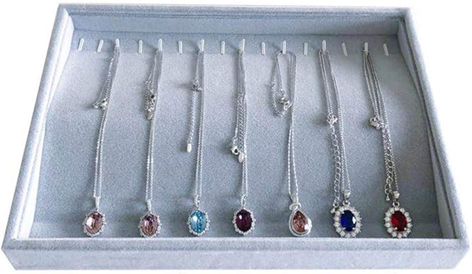Grey Velvet Stackable Organizer Premium Material Stackable Necklace Watch Chain Bracelet Display Holder Home Store Show Drawer Divider Insert