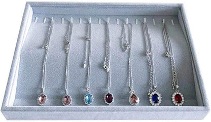 Grey Velvet Stackable Organizer Premium Material Stackable Necklace Watch Chain Bracelet Display Holder Home Store Show Drawer Divider Insert