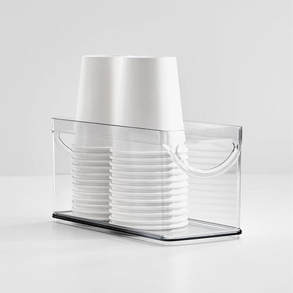 iDesign Narrow Pantry Bin with Handles for Kitchen Cabinets or Fridge, Set of 4, Clear, Made in USA