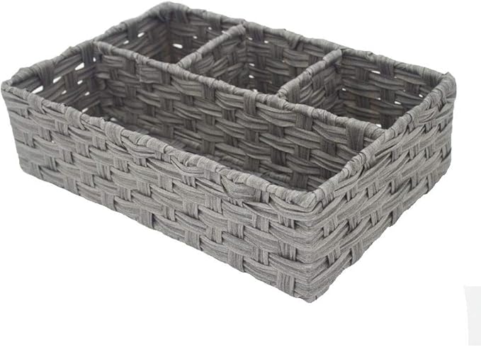 Toilet Paper Basket for Tank Topper,Woven Storage Box Cube Basket Bin Container, Shelf Cabinet(Grey 1pc) (14.17''L x 9.44''W x 3.93''H)