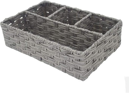 Toilet Paper Basket for Tank Topper,Woven Storage Box Cube Basket Bin Container, Shelf Cabinet(Grey 1pc) (14.17''L x 9.44''W x 3.93''H)