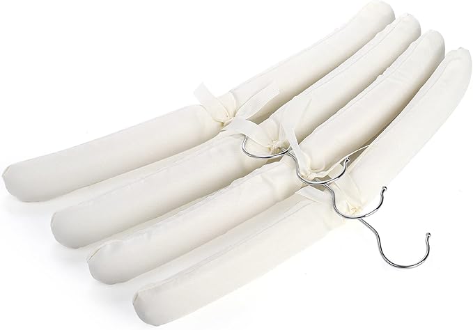 Tosnail 12 Pack Fabric Padded Hangers, Foam Padded Wedding Dress Hangers for Coat, Blouse, Sweaters, Bride Dress, Clothes - White