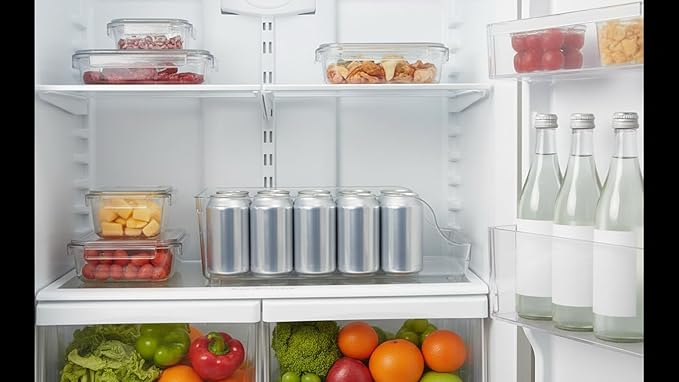 2 Pack Clear Acrylic Soda Can Organizer for Refrigerator Stackable Beverage Storage Holder for Fridge, Pantry & Cabinets Durable Plastic Can Dispenser Rack for Soda Beer & Sparkling Water