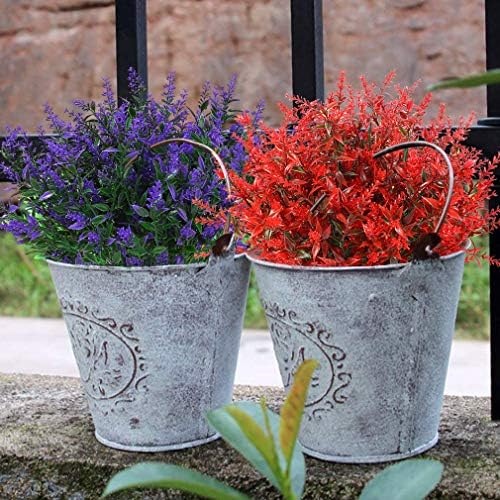 24 Bundles Outdoor Artificial Lavender Fake Flowers UV Resistant Shrubs Plants, No Fade Faux Plastic Greenery for Hanging Plants Garden Porch Window Box Home Wedding Farmhouse Decor (Red) - Image 2