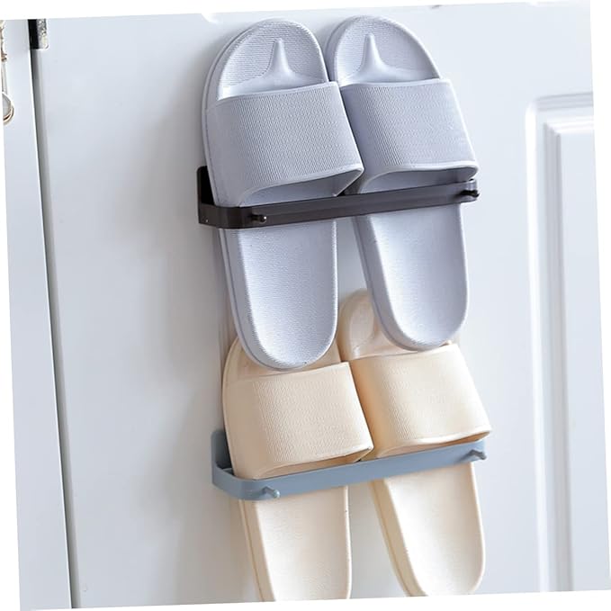 Ciieeo Wall-Mounted Shoes Rack Over The Door Organizer Sticky Hanging Strips for Slippers and Shoes Storage Random Color