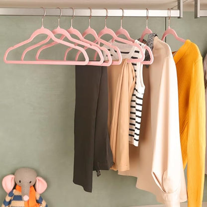 Stormix 36 Pack Velvet Hangers, 17.3 x 8.9 Inches Clothes Hangers, Non Slip Dresses Hangers with Shoulder Notches for Adult Pink - Rose Gold Hook