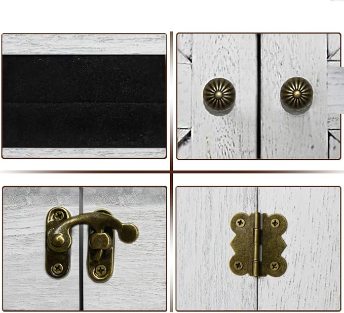 Rustic Wall Mounted Jewelry Organizer,Vintage Wooden Hanging Jewelry Holder Box with Barndoor Decor for Necklaces, Earings, Bracelets, Rings, Accessories. Includes Hook Organizer