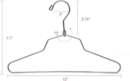 Quality Hangers Metal Children Hangers - Swivel Hook with Stainless Steel Body - Heavy Duty Wire Clothes Hangers - Pack of 10 - Hangers for Kids