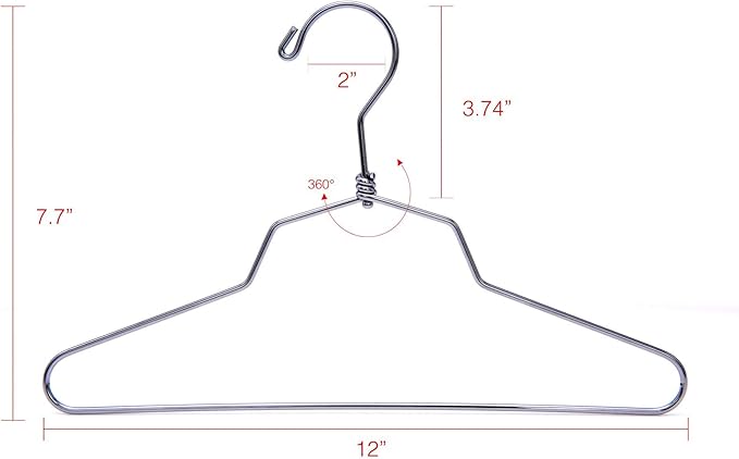 Quality Metal Hangers, 100-Pack, Swivel Hook, Stainless Steel Heavy Duty Wire Clothes Hangers, Heavy-Duty Clothes, Jacket, Shirt, Pants, Suit Hangers (100, Kids - 12" inch)