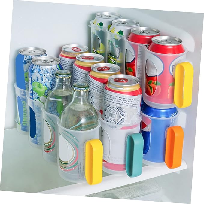Garneck 3pcs Refrigerator Can Organizer Soda Can Storage Beer Dispenser Fridge Soda Rack Easy to Clean Random Color