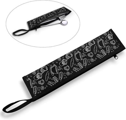 Dessert Print Reusable Travel Tableware Carrying Bag Storage Case Cutlery Flatware Organziers for Straw Spoon Fork Chopsticks Portable Utensil Holder