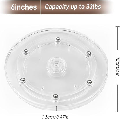 6" Clear Acrylic Lazy Susan Turntable 1 Pack - Small Ball Bearing Rotating Tray Cake Turntable for Decorating Lazy Susan Round Spinning Base for Crafts Cabinet Spice Rack