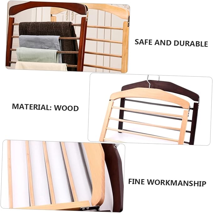 Multifunctional Non Wooden Clothes Hanger for Pants and Skirts Natural Finish Ideal for Closet Organization and Drying Space Saving Design