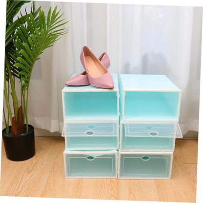 Mobestech 6PCS Thickened Shoe Box Storage Container Stackable Plastic Organizer for Sneakers Endurable Shoe Bin with Lid for Closet and Entryway