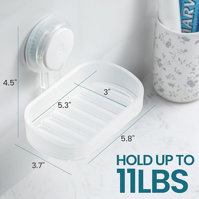 TAILI Soap Holder Soap Dish for Shower, Suction Cup Soap Holder for Shower Wall, Bathroom Accessories, Removable Strong Hold Soap Saver, Drill Free, Clear