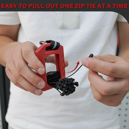 Melotough Zip Tie Organizer Band,Zip Tie Holder,Reusable,Cable Tie Bracket for Multi-Purpose Indoor and Outdoor Use,Red,2Pcs