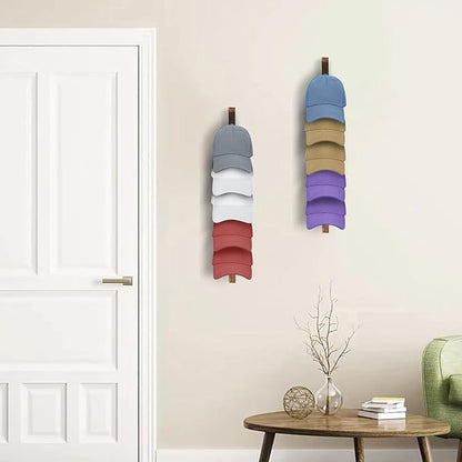 2PCS Wall Mounted Wooden Hat Rack for Baseball Caps - Solid Wood Organizer & Storage Display for Closet Door, Bedroom, Entryway, Laundry