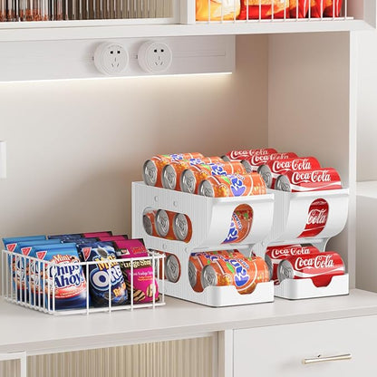 Sotfamily FIFO Soda Can Organizer for Pantry/Fridge, Automatic Rolling Pop Can Dispenser/Storage/Holder/Container for Refrigerator or 12" Deep Shelf, Space-Saving Drink Organizer for 24 Standard Cans