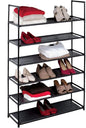 J&V TEXTILES Stackable Shoe Storage and Organizer Racks 4-Tier 6-Tier Over The Door or Stackable (Black 6-Tier)