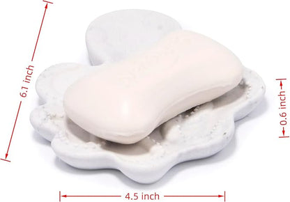 ZAWUU Resin Draining Octopus Soap Dish with Embossed Design – Multiuse Holder for Bathroom & Kitchen (White Marble, Octopus)