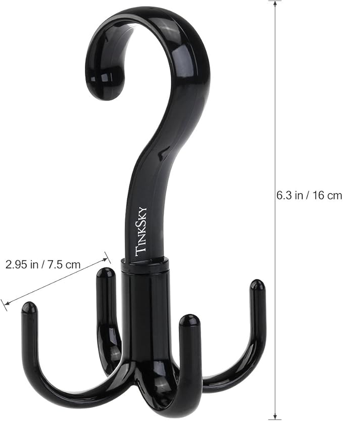 TinkSky Belt Hanger Scarf Tie Rack Holder Hook for Closet Organizer 360 Degree Rotating 3 Pack