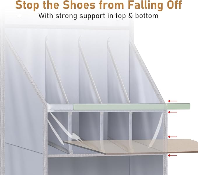 MISSLO 20 Pairs Over the Door Shoe Organizer for Closet Narrow Hanging Shoe Rack for Door Hanger Deep Pocket Door Shoe Holder Storage for Boots, Size 13 Sneakers, Grey