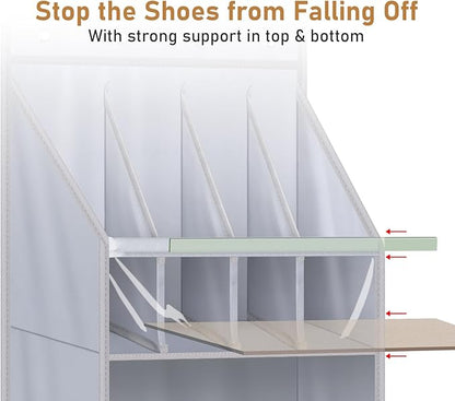 MISSLO 20 Pairs Over the Door Shoe Organizer for Closet Narrow Hanging Shoe Rack for Door Hanger Deep Pocket Door Shoe Holder Storage for Boots, Size 13 Sneakers, Grey