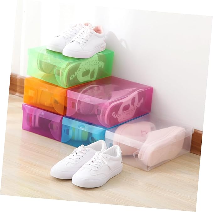 6Pcs Shoe Storage Boxes with Flip Lid, Plastic Shoe Containers 28X18X10Cm Medium White for Home Dustproof Organization