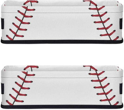Baseball Lace Small Bathroom Baskets for Toilet,Foldable Toilet Paper Tank Basket Organizer for Towels Storage Decorative Open Storage Bins for Home,Closet,Containers,Cabinet