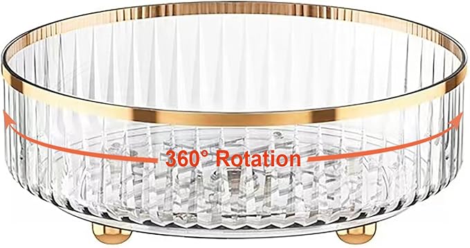 Rotating Skincare Makeup Organizer, 11" Round Lazy Susan, Turntable Vanity Organizers and Storage, Clear Large Spinning Cosmetic Perfume Display Cases (Clear)
