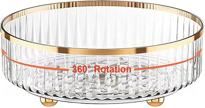 Rotating Skincare Makeup Organizer, 11" Round Lazy Susan, Turntable Vanity Organizers and Storage, Clear Large Spinning Cosmetic Perfume Display Cases (Clear)